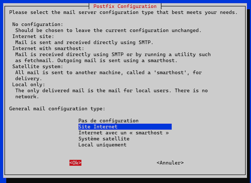 Postfixadmin configuration etape 1