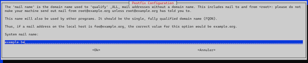 PostfixAdmin configuration étape 2