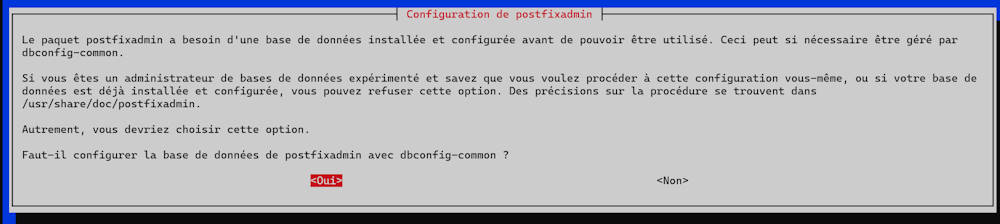 PostfixAdmin configuration étape 3